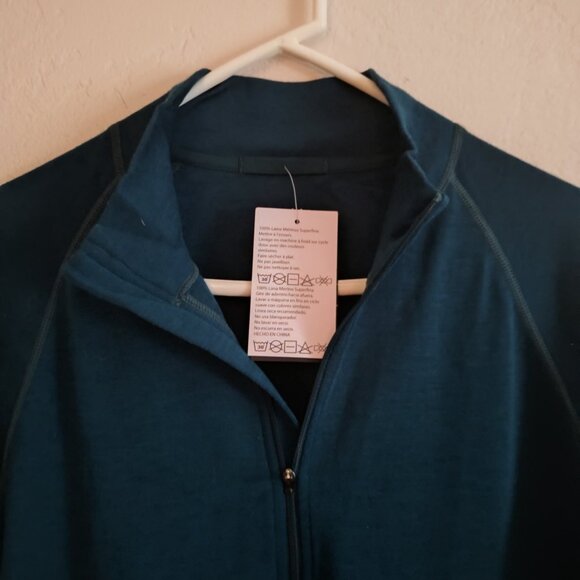 NWT. Merino Tech long sleeve 1/4 zip shirt, 100% wool, deep teal, women's XL - Picture 3 of 4